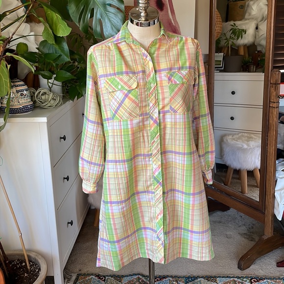 Vintage Stuart Randolph plaid dress - Picture 1 of 7